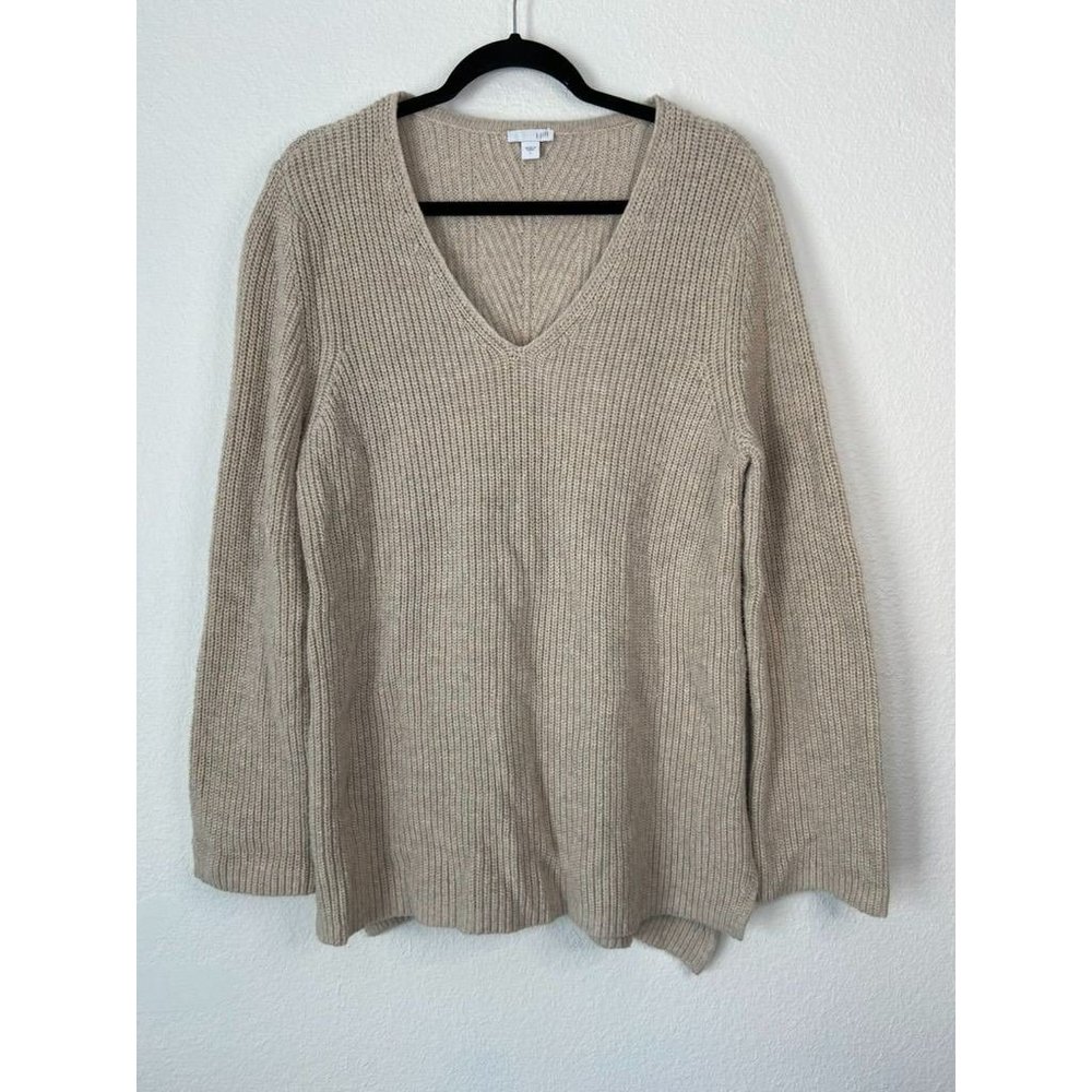 J.‎ Jill women's large beige v-neck wool blend knit sweater tunic casual